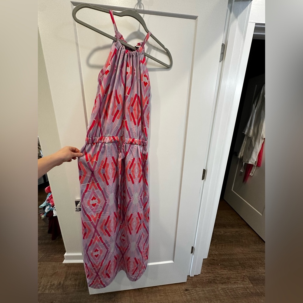 Stylish Halter Maxi Dress in Red and Purple